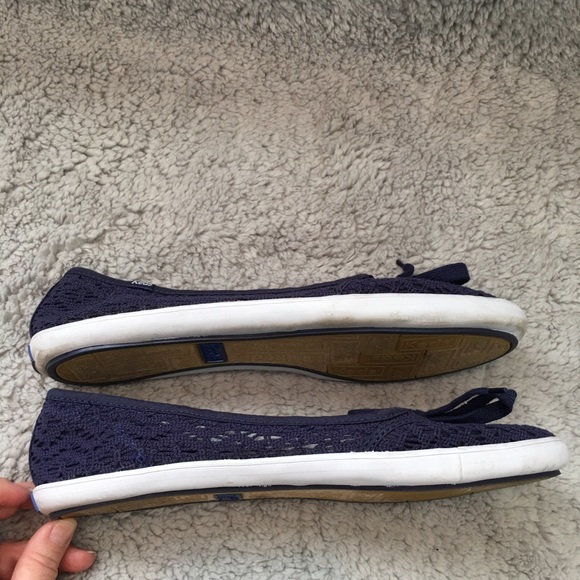 SOLD 10 KEDS Slide On Crochet Navy Blues Sneakers - Picture 5 of 8